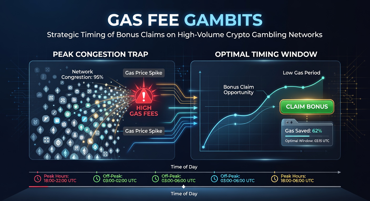 Diagramm zur optimalen Timing-Strategie für Bonus-Claims unter Berücksichtigung von Gasgebühren in Krypto-Netzwerken