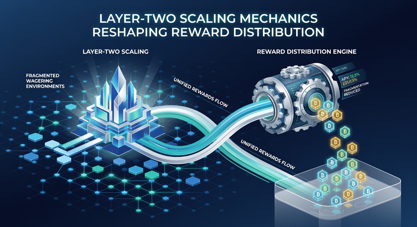 Darstellung fragmentierter Krypto-Wettumgebungen mit Layer-Two-Skalierung und synchronisierten Belohnungspools