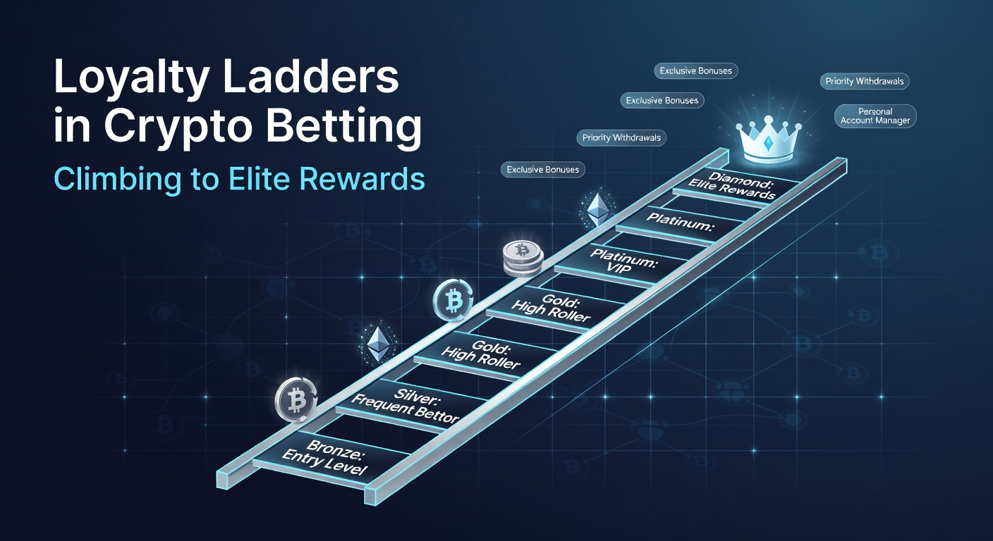 Detaillierte Darstellung einer VIP-Leiter mit Crypto-Icons, Cashback-Prozenten und exklusiven Belohnungen wie NFTs