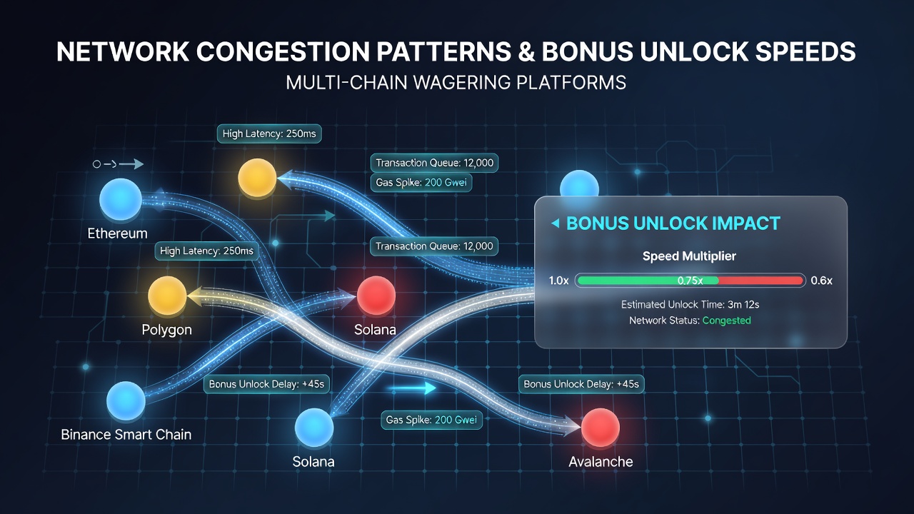 Analyse von Transaktionsflüssen und Stau-Mustern auf mehreren Blockchain-Netzwerken im Kontext von Wettboni