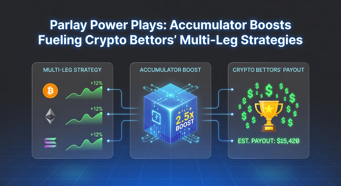 Detaillierte Infografik zu Parlay-Boosts mit Beispielen für Quotensteigerungen, Crypto-Transaktionen und Erfolgsraten in Sportwetten
