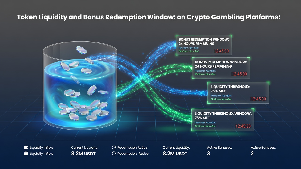 Darstellung der Interaktion zwischen Token-Liquidität und Bonus-Einlösefenstern auf Krypto-Plattformen